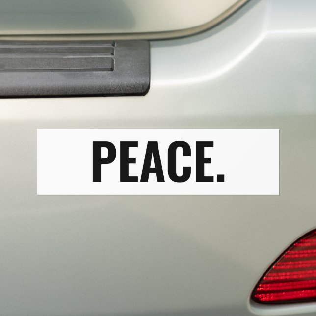 Peace white and black text minimalist custom bumper sticker (On Car)