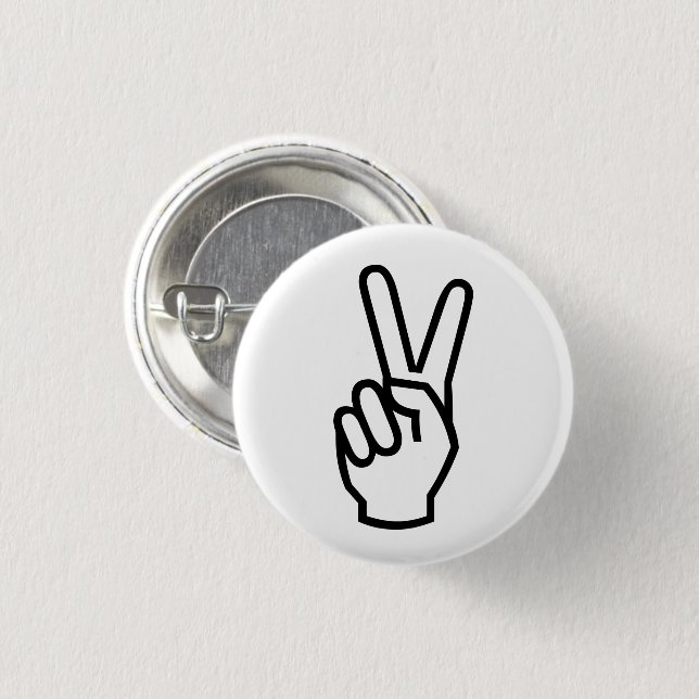 Peace white black hand sign modern graphic button (Front & Back)