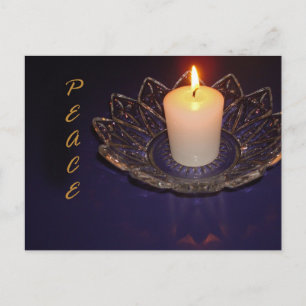 Peace White Candle Flame Photo Holiday Wishes Postcard