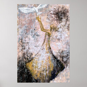 Peace - White Dove - Freedom - Abstract Painting Poster