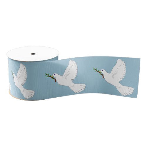 Peace White Dove with Olive Branch Gift Ribbon