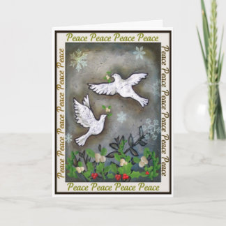 Peace White Doves Flying Holiday Card