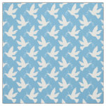 Peace white doves with blue ribbon pattern fabric