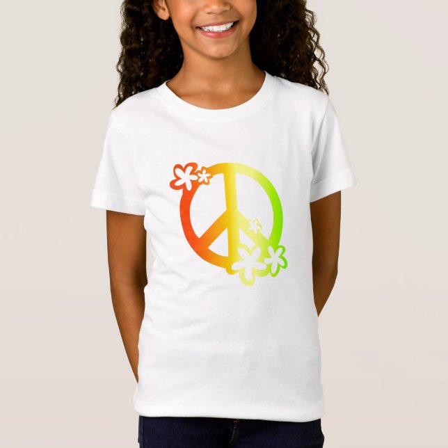 peace with flowers rasta colors T-Shirt (Front)