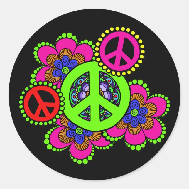 Peace With Flowers Sticker (Front)
