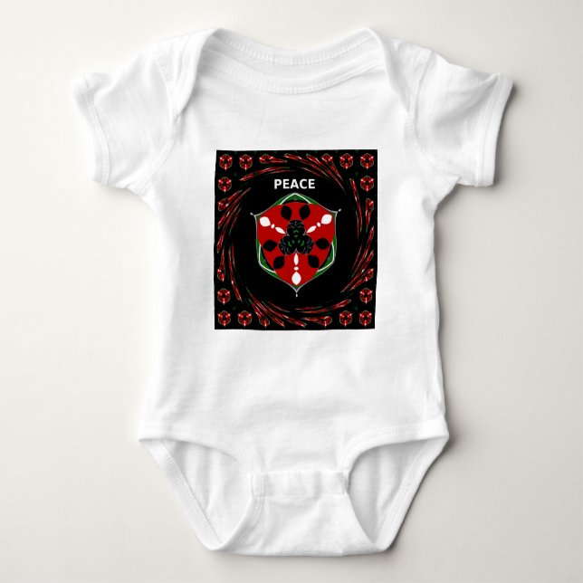 "Peace: with Shield Emblem" Art Print Baby Bodysuit (Front)
