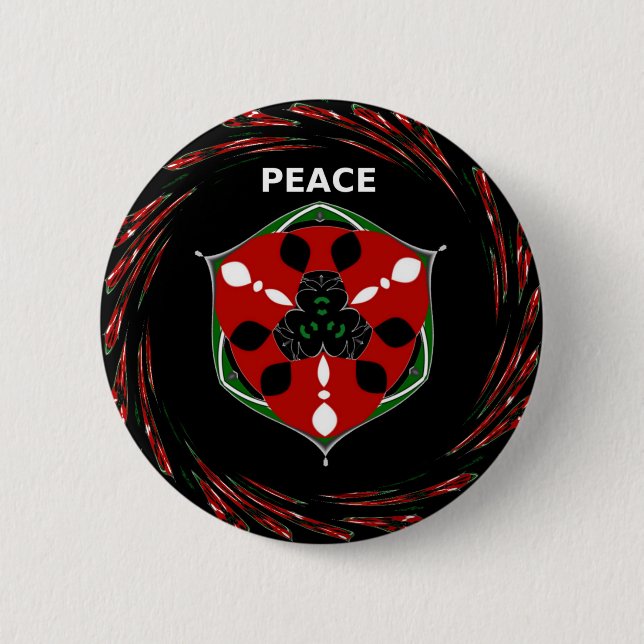 "Peace: with Shield Emblem" Art Print Button (Front)