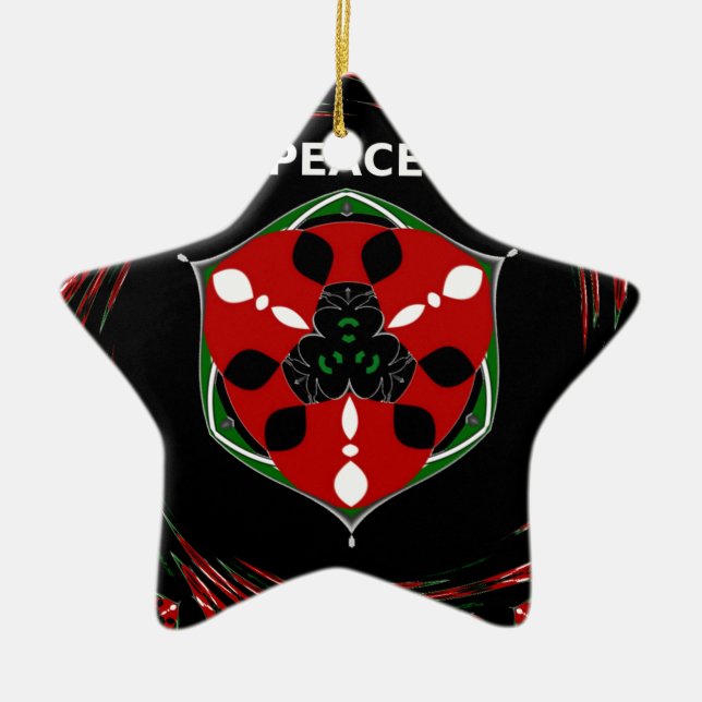 "Peace: with Shield Emblem" Art Print Ceramic Ornament (Front)