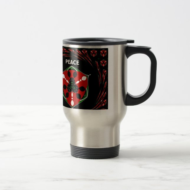 "Peace: with Shield Emblem" Art Print Travel Mug (Right)