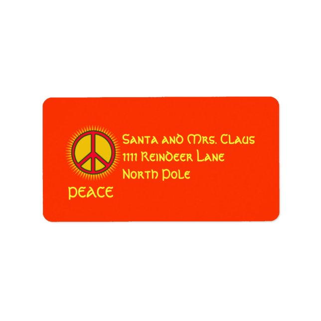 Peace with Sun Personalized Address Label (Front)