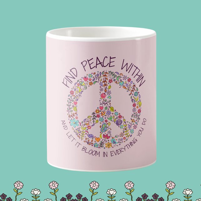 Peace Within Floral Mug – Customizable Drinkware (Peace Within Floral Mug – Customizable Drinkware)