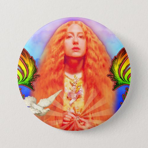 Peace Woman with Dove Button