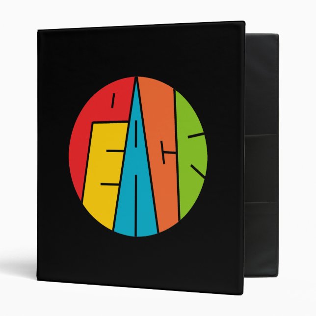 Peace - Word Art 3 Ring Binder (Front/Inside)