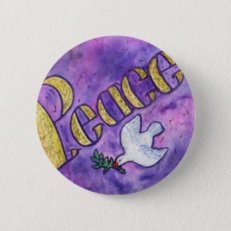 Peace Word Art Button Pin Pendant (Round)