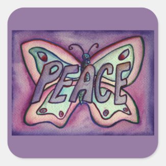 Peace Word Art Purple Butterfly Decal Stickers