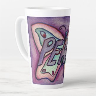 Peace Word Art Purple Butterfly Wing Cup Latte Mug