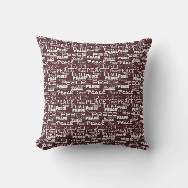 Peace Word Art Red Throw Pillow (Front)