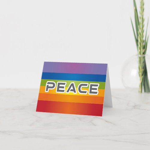 Peace Word Letters _ Flag on Rainbow Background Thank You Card