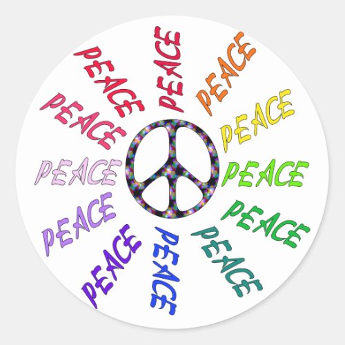 Peace Words Circle Classic Round Sticker