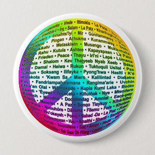 Peace World Language Pinback Button