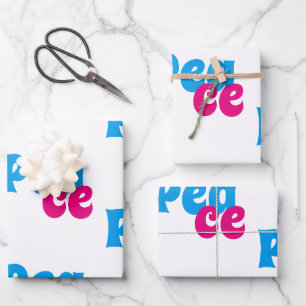 Peace Wrapping Paper Flat Sheet Set of 3