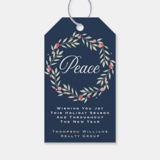 Peace Wreath | Custom Holiday Favor Gift Tags