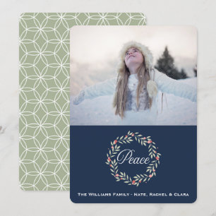 Peace Wreath Custom Photo Holiday Greeting