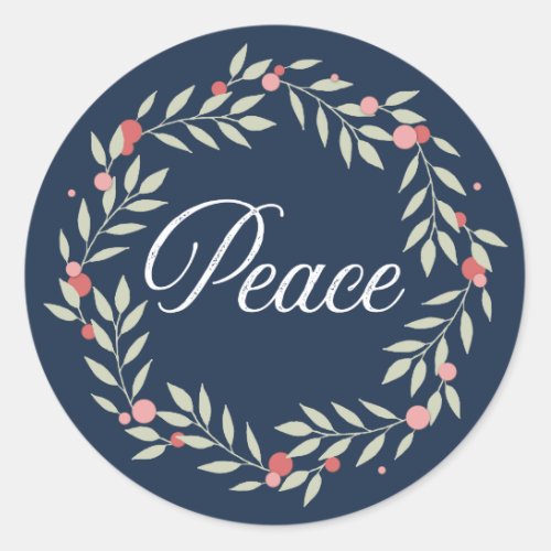 Peace Wreath  Olive Branch Holiday Classic Round Sticker