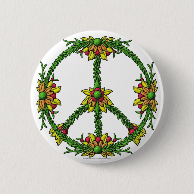 Peace Wreath Pinback Button (Front)