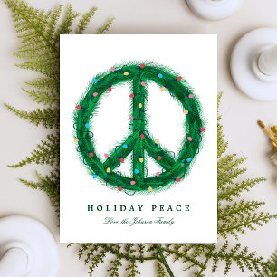 Peace Wreath with Holiday Lights Postcard
