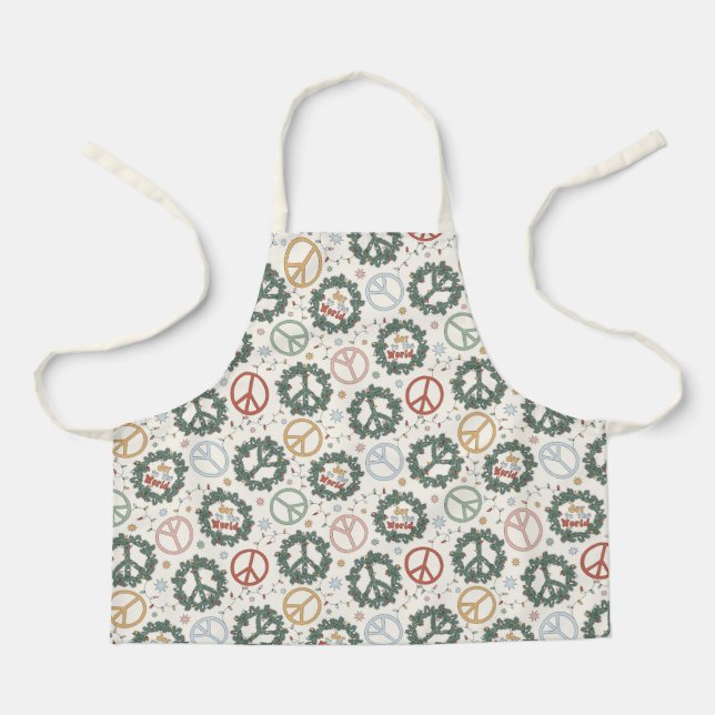 Peace Wreaths and Joy to the World Pattern Apron (Front)