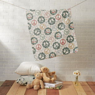 Peace Wreaths and Joy to the World Pattern Baby Blanket