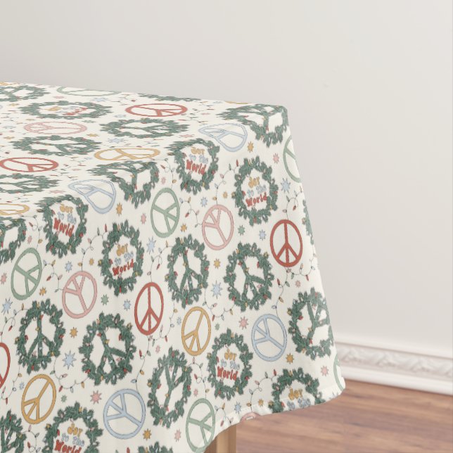 Peace Wreaths and Joy to the World Pattern Tablecloth (In Situ)