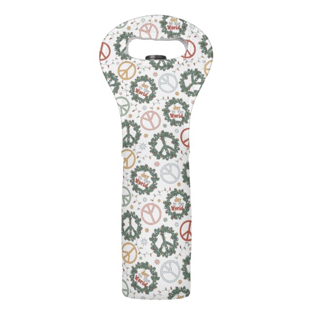 Peace Wreaths and Joy to the World Pattern Wine Bag (Front)