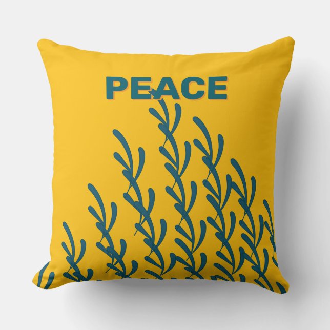 PEACE Yellow  Throw Pillow (Front)