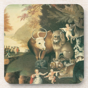 Peaceable Kingdom by Edward Hicks Vintage Folk Art Beverage Coaster
