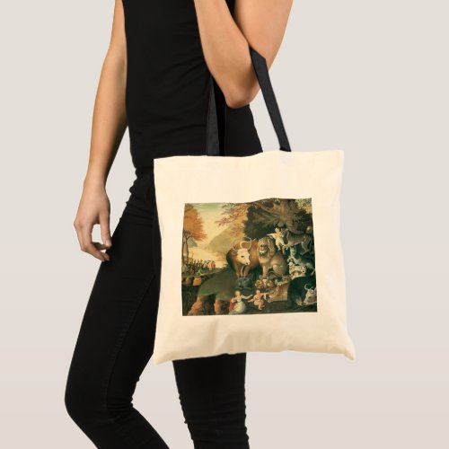 Peaceable Kingdom by Edward Hicks Vintage Folk Art Tote Bag