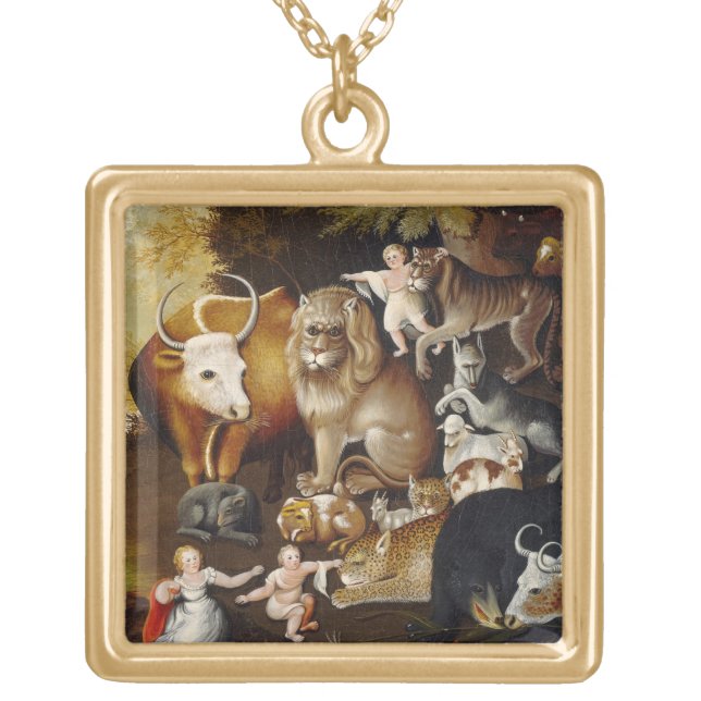 Peaceable Kingdom, c.1834 (oil on canvas) Gold Plated Necklace (Front)