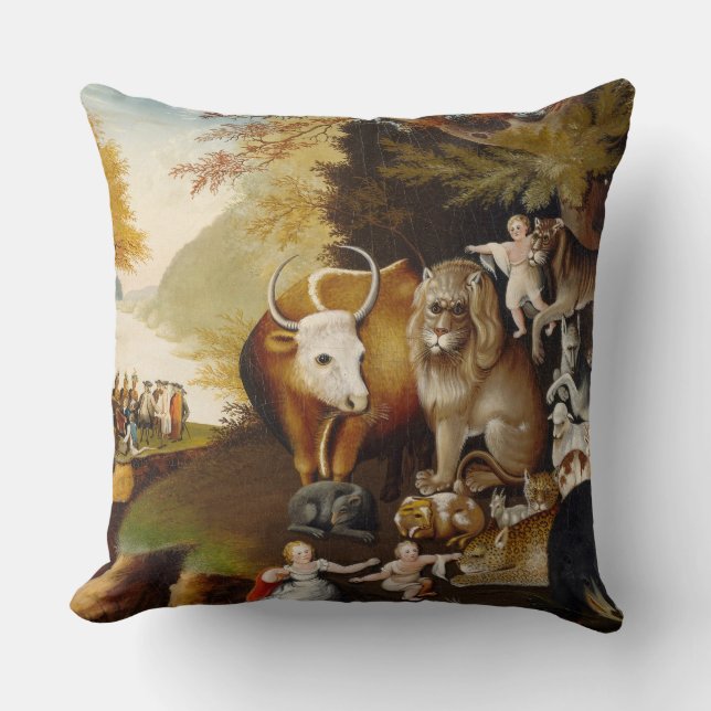 Peaceable Kingdom, c.1834 (oil on canvas) Throw Pillow (Front)