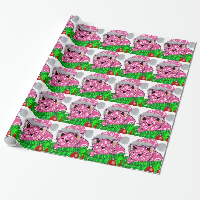 PeaceCat Holiday Giftwrap Paper (Unrolled)
