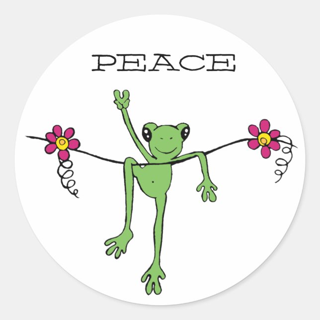 PeaceFroggy, PEACE Classic Round Sticker (Front)