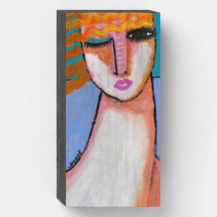 Peaceful Abstract Portrait of a Woman Wooden Box Sign