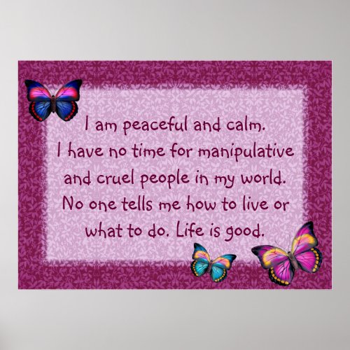 Peaceful Affirmation Butterflies Print