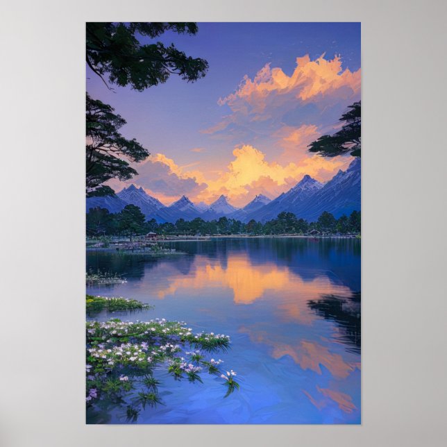 Peaceful Afternoon at the Lake Poster (Front)