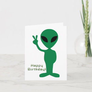 Peaceful Alien Birthday Card