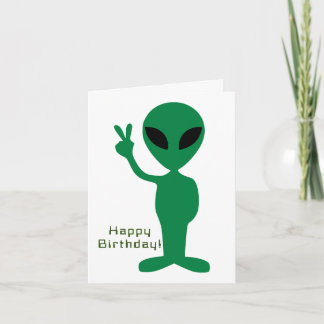 Peaceful Alien Birthday Card