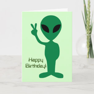 Peaceful Alien Birthday Card