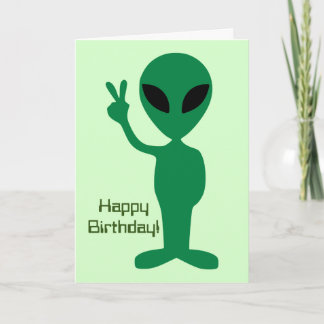 Peaceful Alien Birthday Card