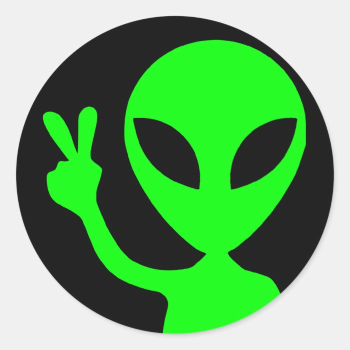 Peaceful Alien Classic Round Sticker | Zazzle