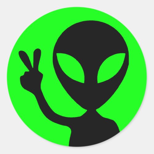 Peaceful Alien Classic Round Sticker